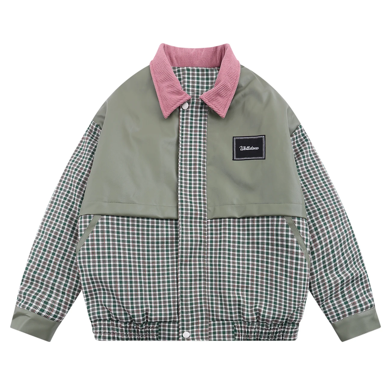 

Arbitma Men Women Hip Hop Vintage Patchwork Plaid Baseball Jacket Coat Contrast Stitching Jacket Outwear Streetwear Tops Thick