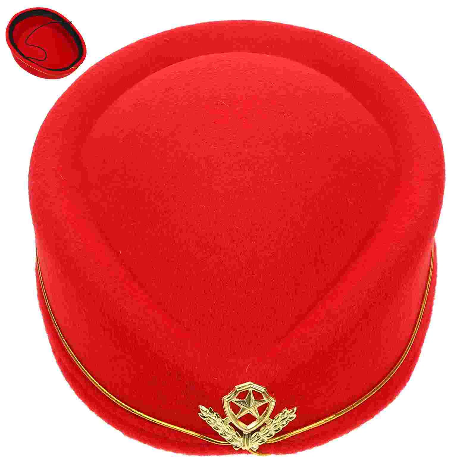 Шляпа шляпы костюм стюардессы самолета декор шерстяная косплей стюардесса