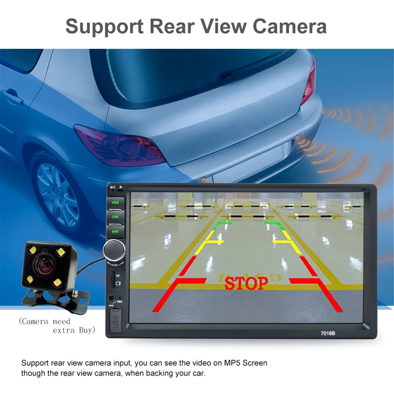 Автомагнитола 2 Din с сенсорным экраном HD 7 дюймов стерео Bluetooth громкой связью
