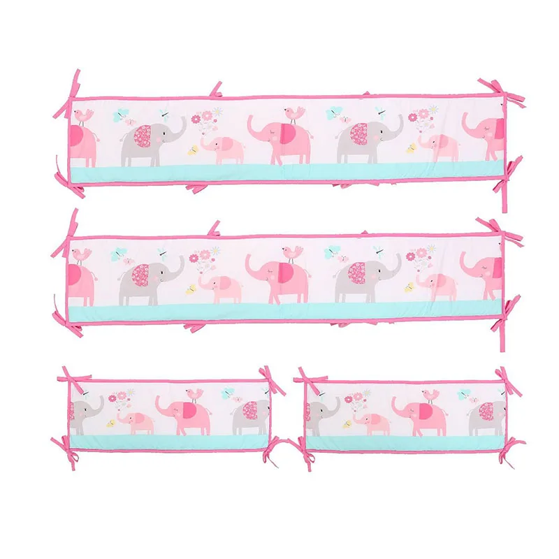 Crib Bumper Baby Girls Bedding Set Cot Bumpers Pads Bedside Elephant Crib Bedding Sets Floral Princess Crib Padding Set 130x70cm