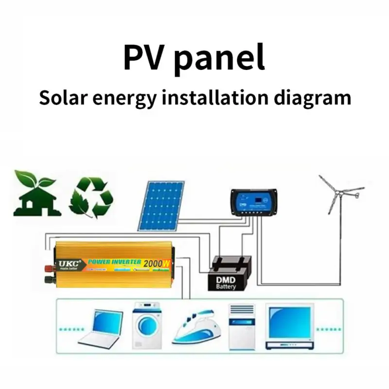 Автомобильный инвертор 2000 Вт-500 Вт 12 В 220 преобразователь напряжения постоянного