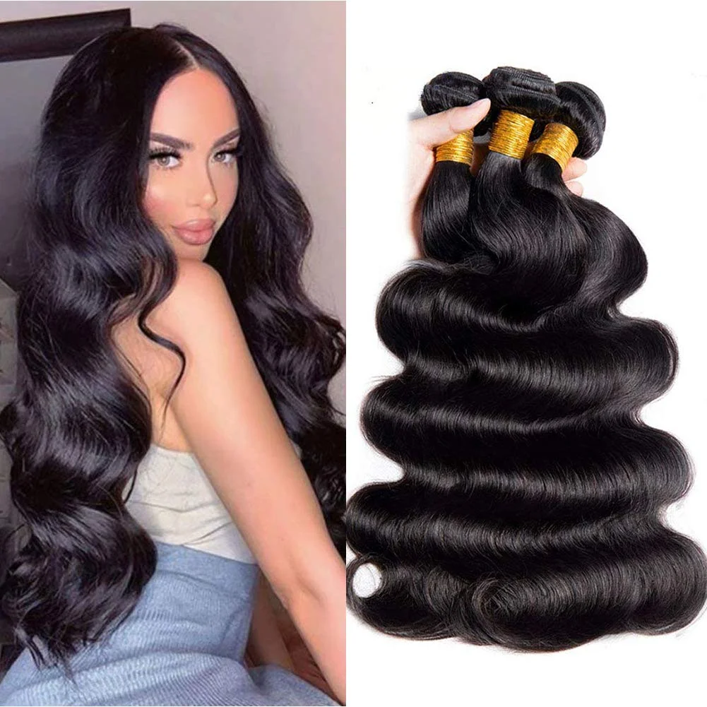 

KISSU Wholesale Human Hair Bundles Body Wave 1 3 4 Bundles Deals Brazilian Hair Weave Bundles Remy Weft Hair Extension