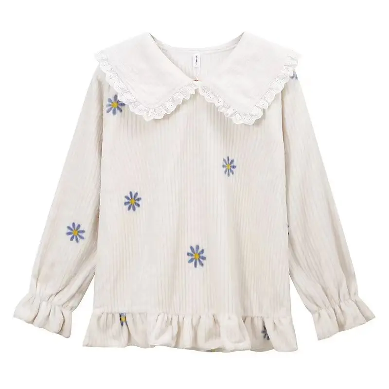 Coral Fleece Pajamas Sets For Women Autumn Winter Thick Warm Sweet Cute Sleepwear Flannel Lounge Wear Coral Velvet Home Clothes