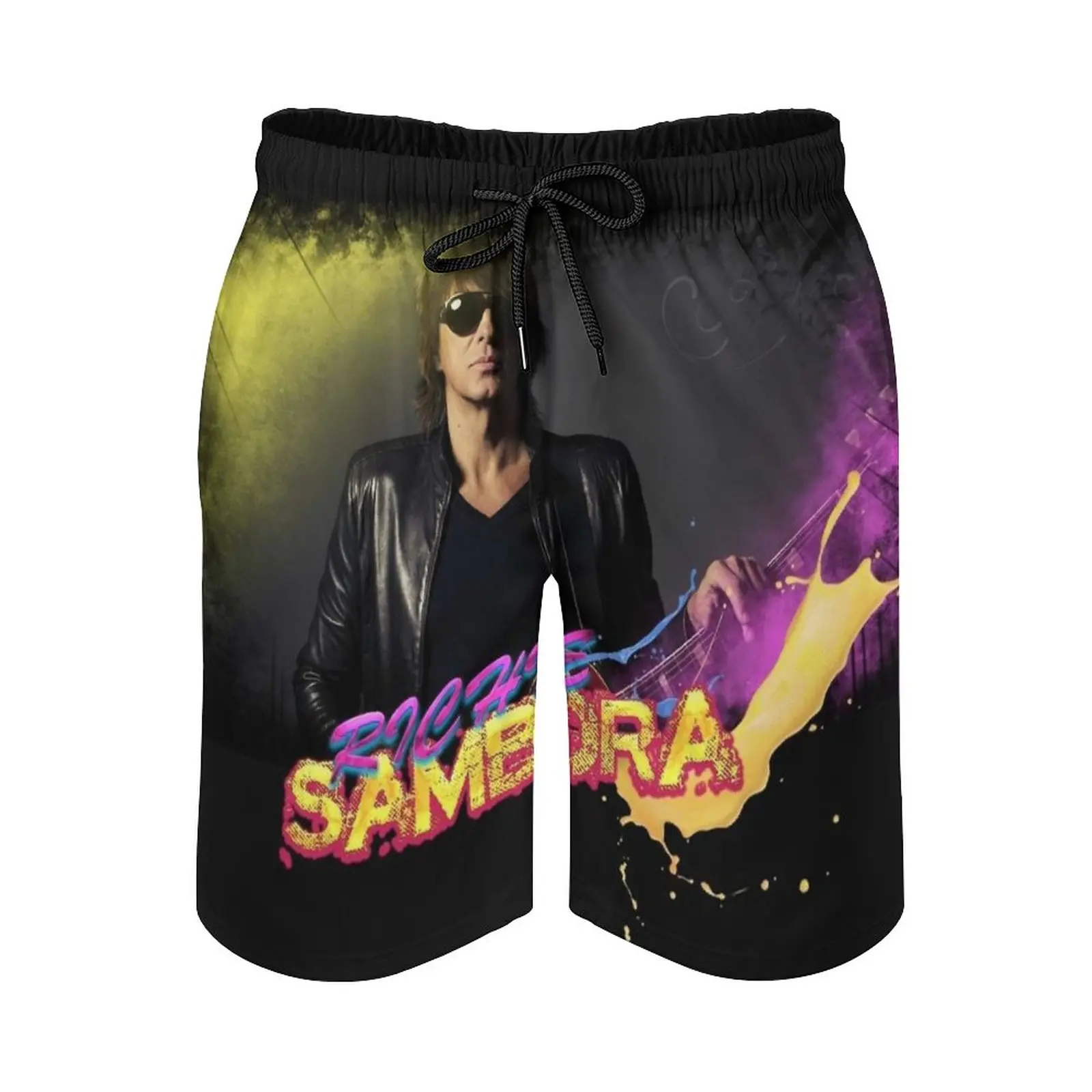 

Richie Sambora Pink Men's Swim Trunks Quick Dry Volley Beach Shorts With Pockets For Men's Richie Sambora Music Guitar Beach
