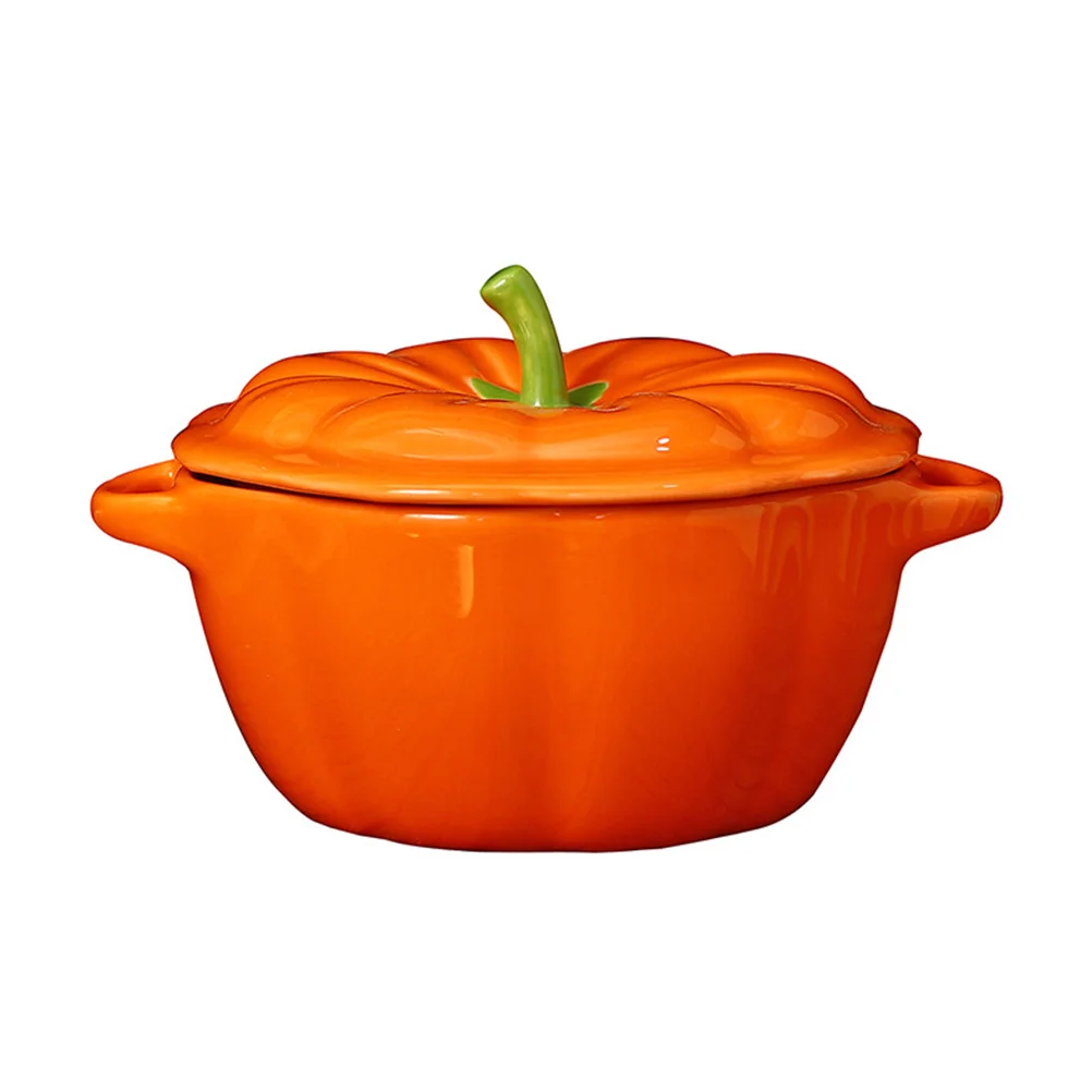 

1pc Ceramics Craft Food Bowl Multipurpose Storage Bowl Creative Pumpkin Bowl
