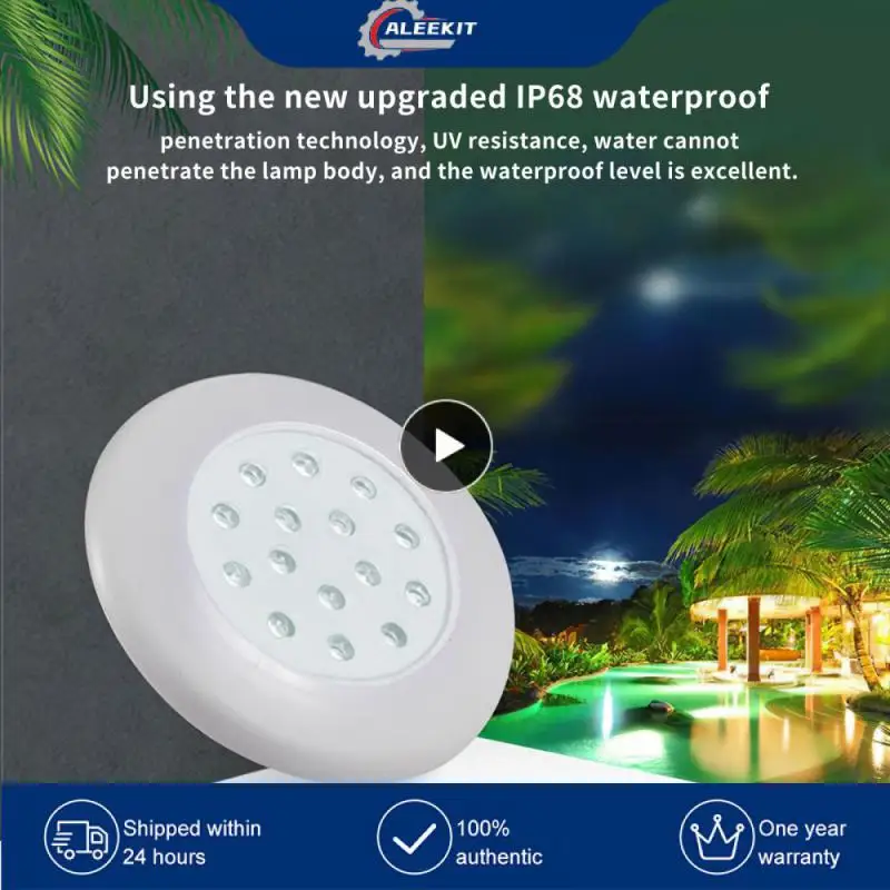 

1~6PCS Underwater RGB Pool Light 12V LED Light IP68 Waterproof Seven Colorful Atmosphere Light Pool Wall Under Water Outdoor