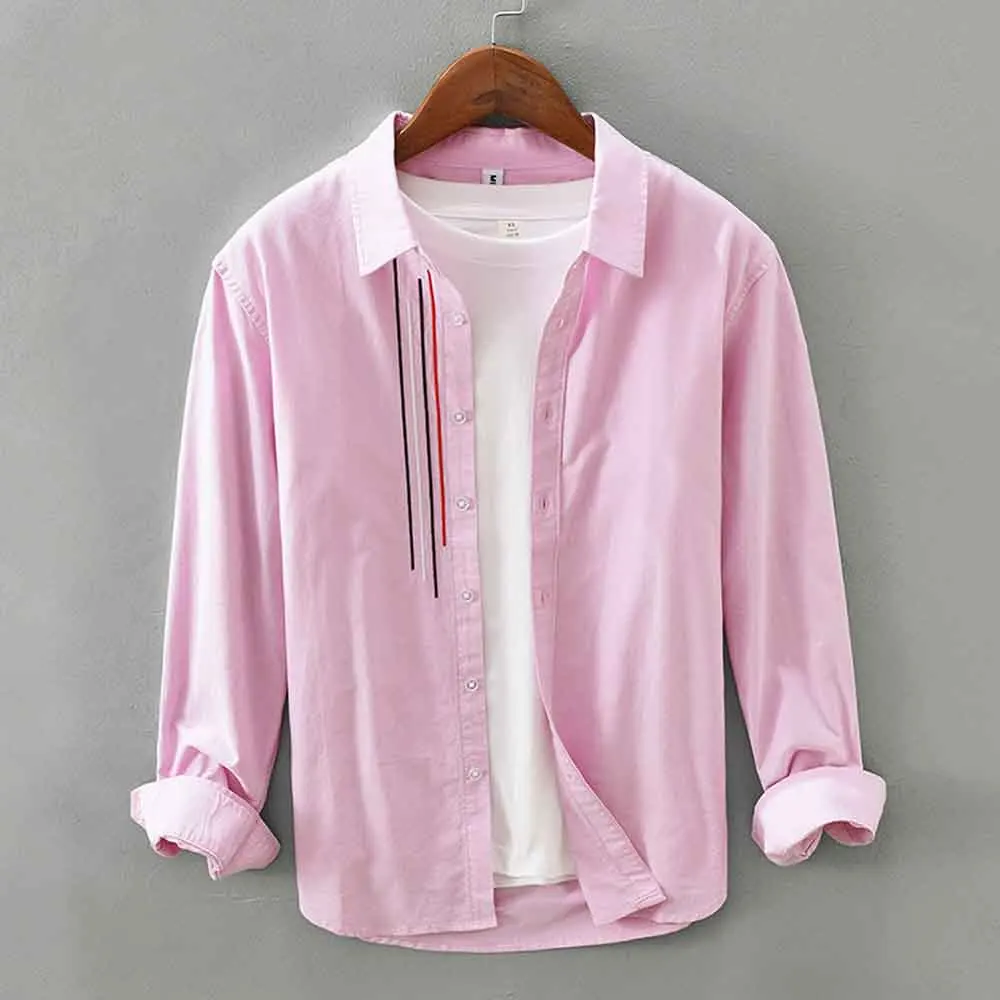 Plus Size 3XL-M Long Sleeve Striped Shirts Men Clothing Simple Slim Fit Business Casual Office Blouse Homme Hot Sale Cotton