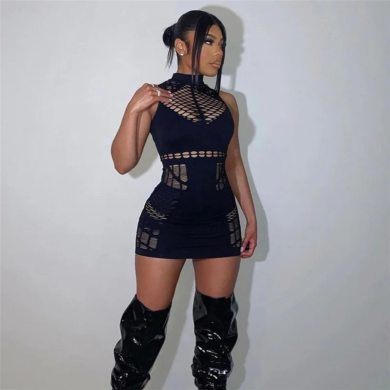 

Сетчатое прозрачное ажурное платье Zoctoo с запахом на бедрах, Новинка лета 2023, пикантные женские вечерние модные наряды для девушек