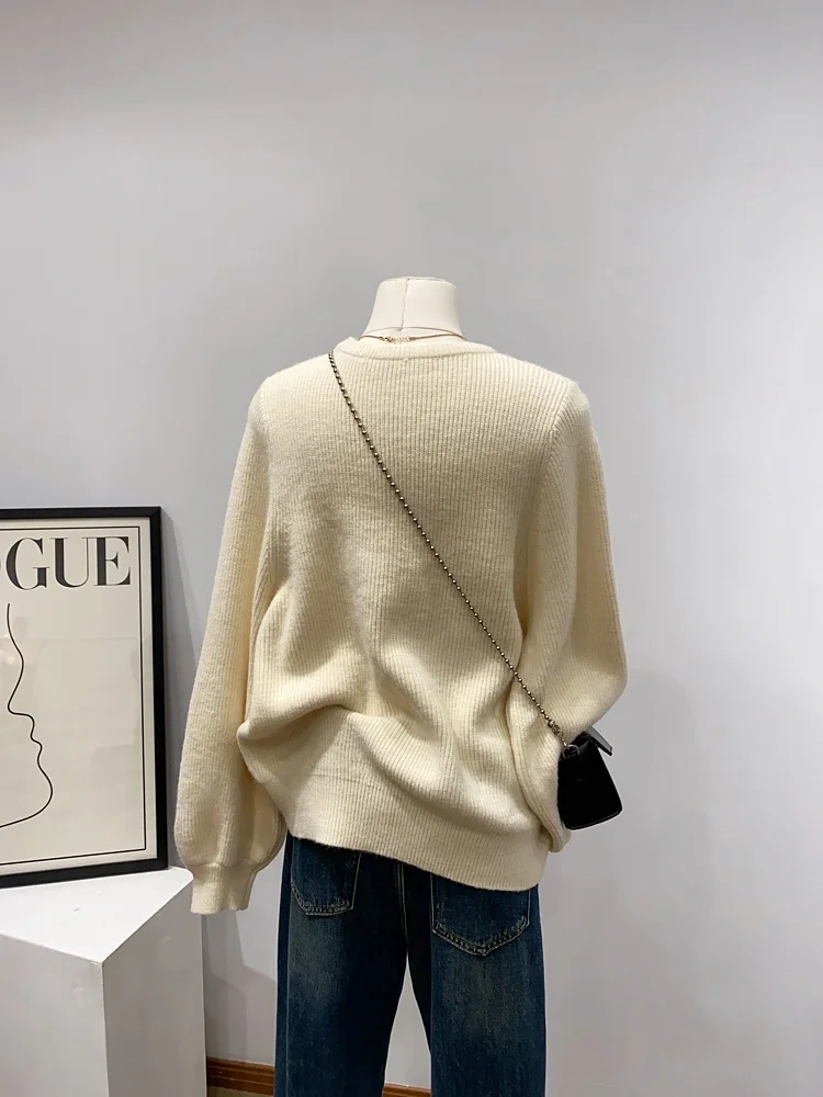 Приятный для кожи мягкий без галстука ~ однотонный свитер с круглым вырезом в