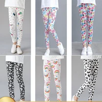 summer girls leggings for kids rainbow print casual floral pencil pants cute toddler skinny trousers teenage child 2 to 9 years