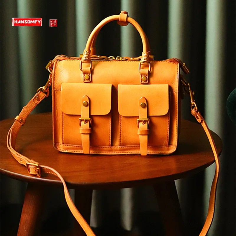 

New Genuine Leather Women's Bag Casual Handbag European And American Fashion Messenger Bag Literary Shoulder Bag