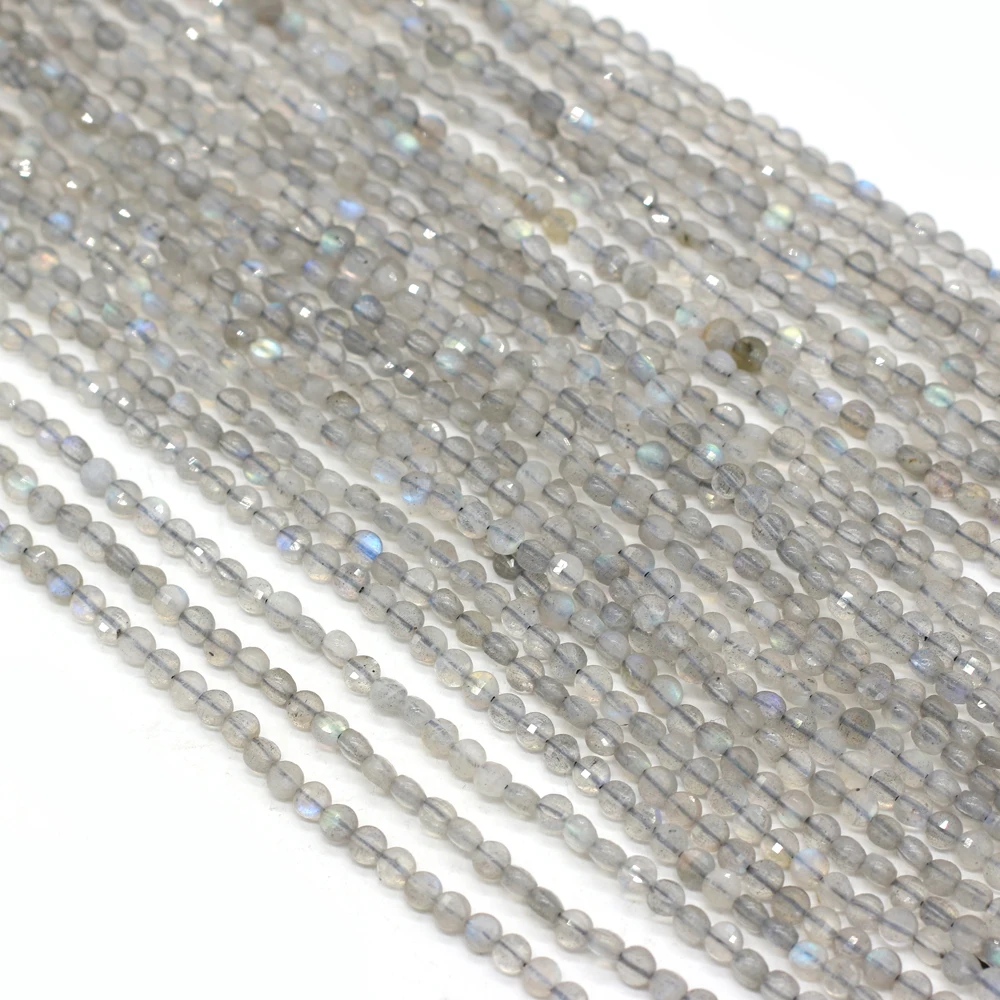 

Natural Semi-precious Stone Flash Labradorite Oblate Faceted Loose Beads for Jewelry Making Bracelet DIY Necklace Accessories