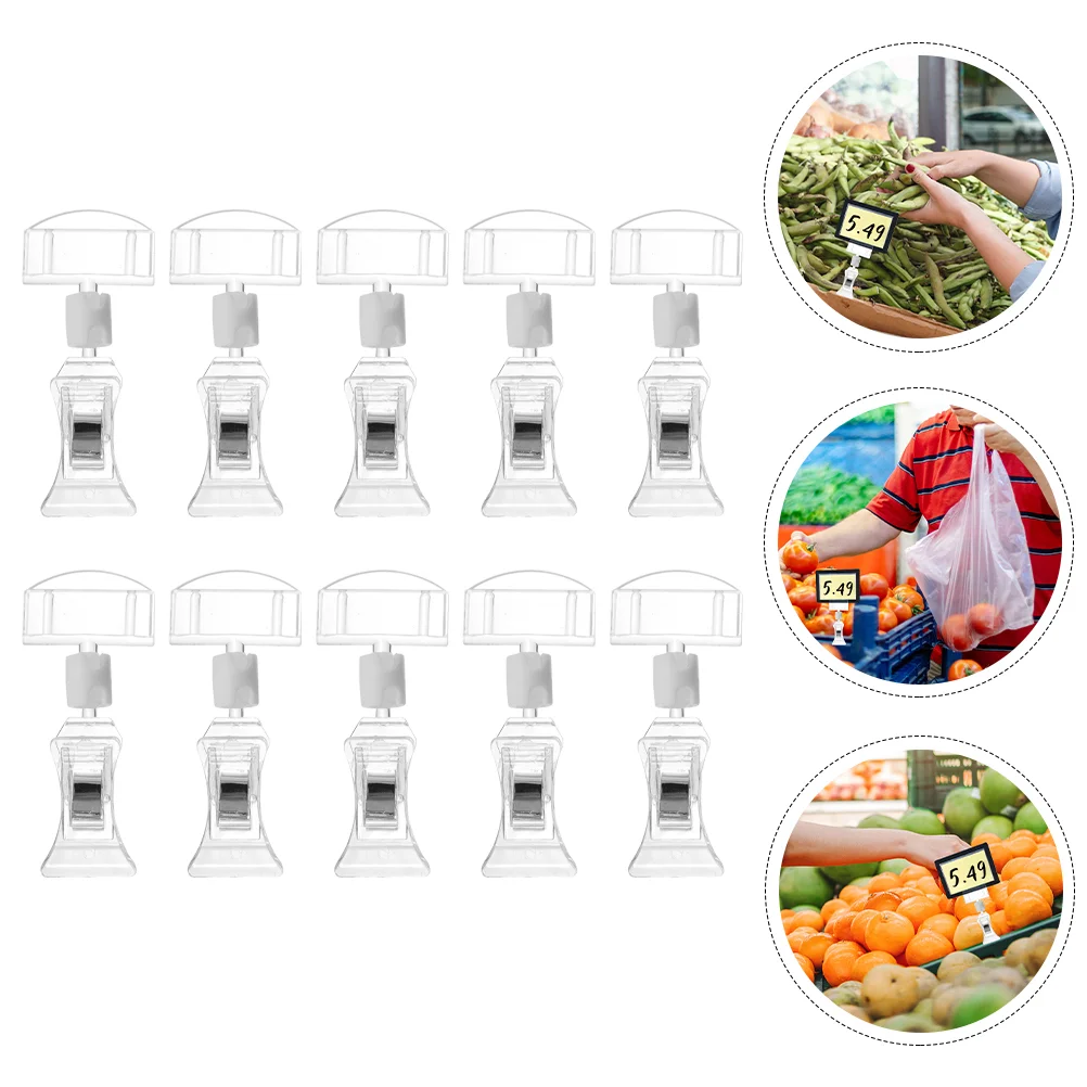 

10pcs Advertising Tag Display Clips Acrylic Sign Holder Clips Merchandise Sign Holders