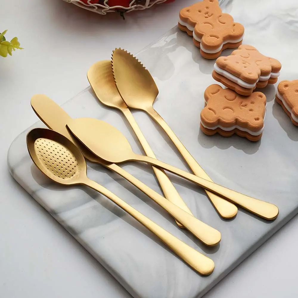 

Cute Ice Cream Coffee Fruit Spoons Hanging Spoons 304 Stainless Steel Rose Gold Heart Teaspoon Cake Sugar Spoon Tableware