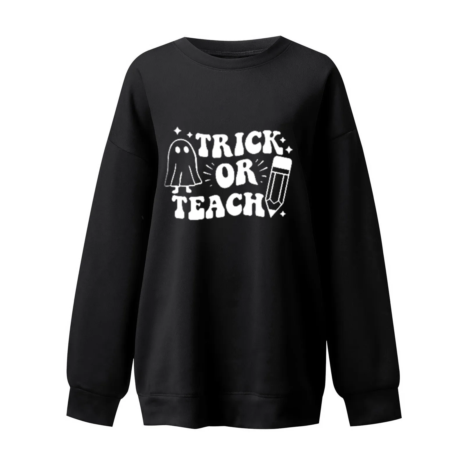 

Женский свободный пуловер с длинным рукавом и круглым вырезом