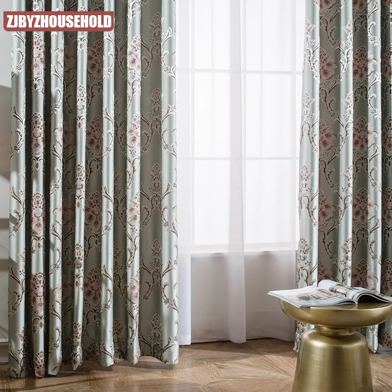 

Chinese Pastoral Jacquard Blackout Curtains for Living Room Bedroom Tulle for Dining Room Decor Blind Drapes Customize Flora