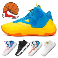 contrast color basketball shoes couple outdoor sports shoes wear resistant non slip high elastic basketball shoes mens shoes