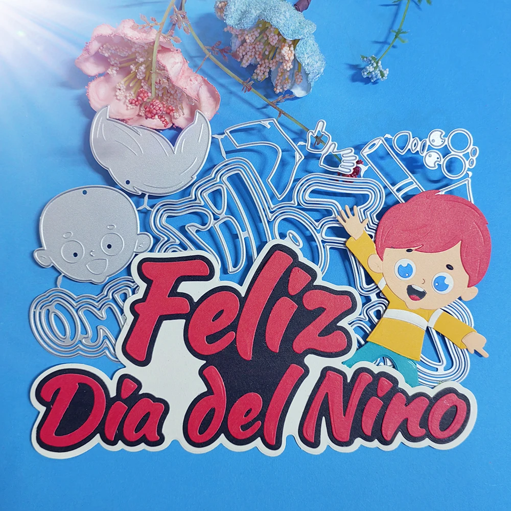 Happy Children's Day in beautiful Spanish cutting dies for English letters, scrapbooks, reliefs, craft stamps, photo album puzzl