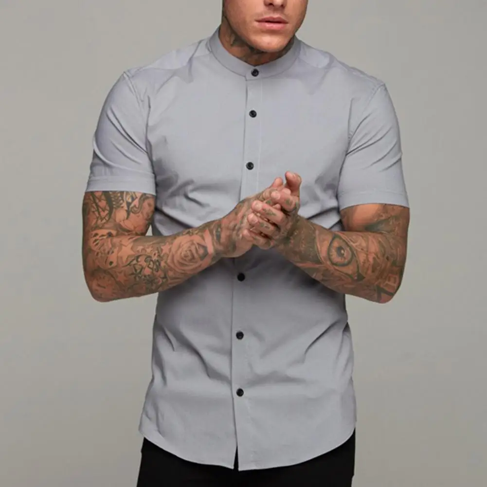 

Lightweight Trendy Business Formal Summer Shirt Slim Fit Shirt Solid Color Male Clothes