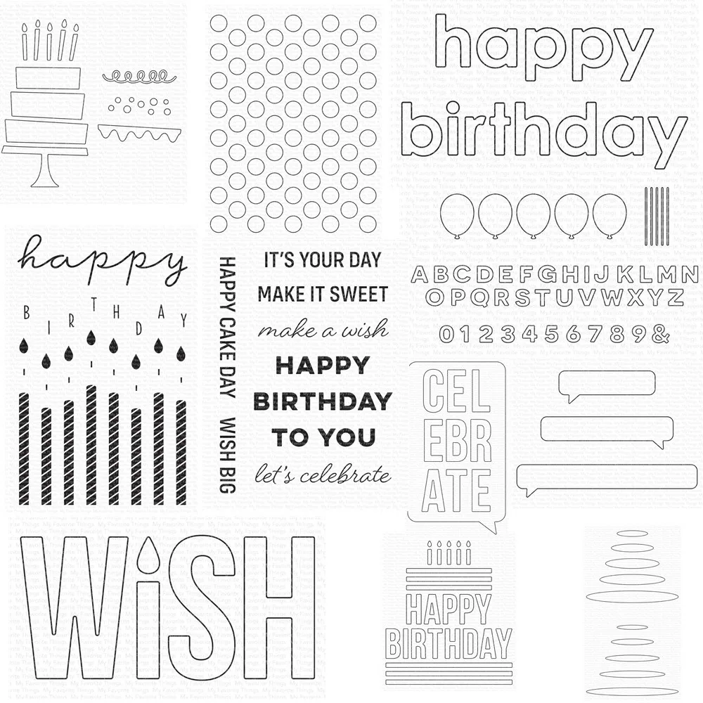 

Birthday Wishes 2022 New Clear Stamp Metal Cutting Dies Scrapbooking Craft DIY Decor Embossing Template Card Album Diary Supplie