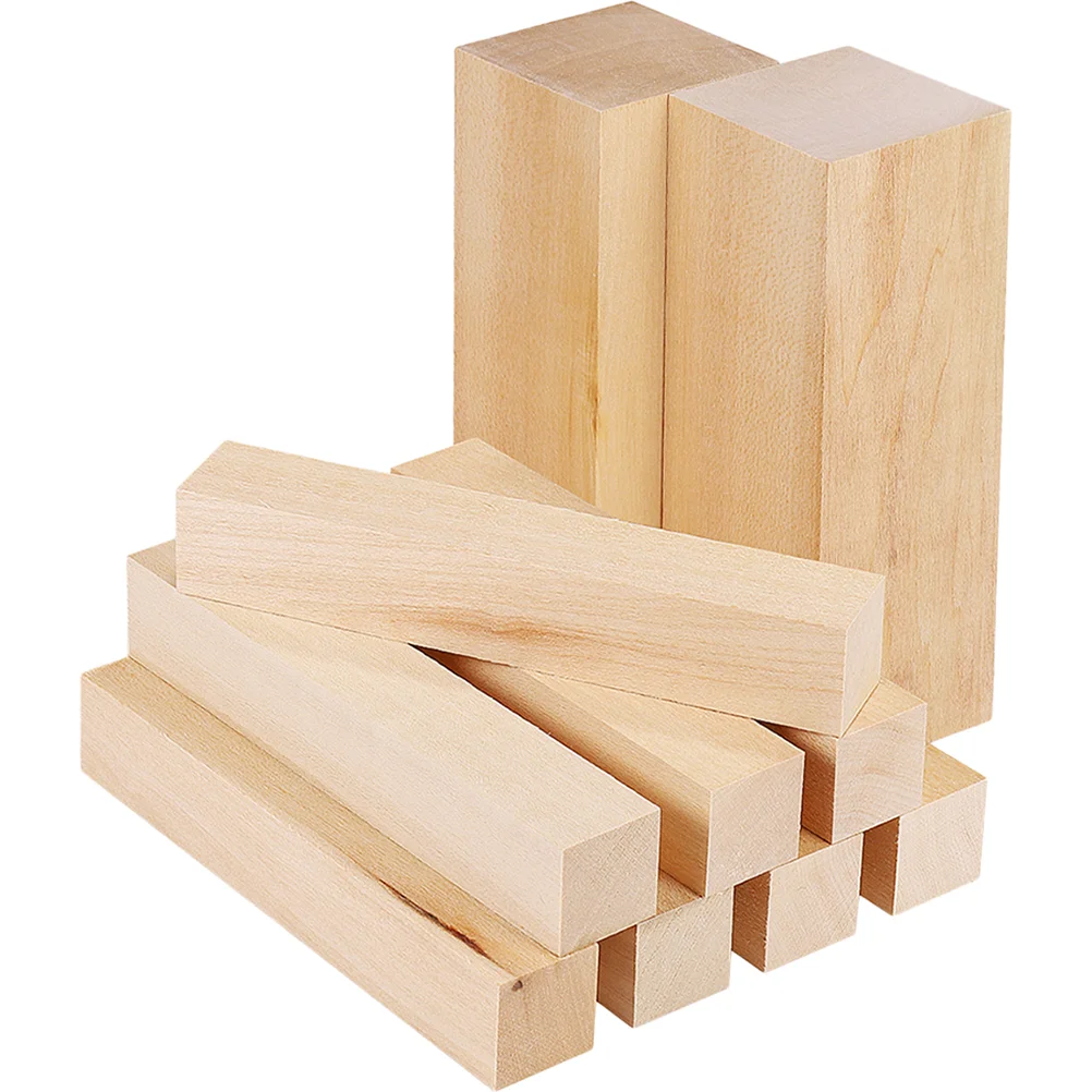 

10 Pcs Basswood Carving Blocks Unfinished Wood Blocks Blank Wooden Blocks for Carving Crafting