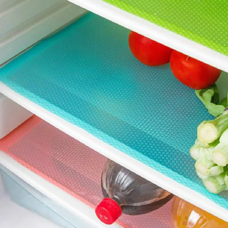 

4pcs/Set New Refrigerator Waterproof Pad Antibacterial Antifouling Mildew Moisture Can Be Cut Washed Pad Fridge Mats Cabinet Mat