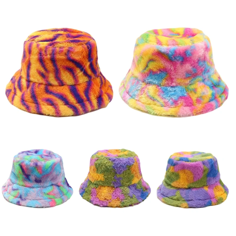 

Winter Warm Bucket Hat Winter Faux Fur Bucket Cap head Warmer Thick Warm Hat Lady Outdoor Travel Fisherman Hat