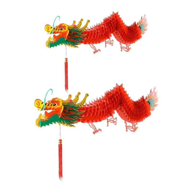

G6DA 2 шт. праздничные китайские фонарики-драконы, подвесные украшения, традиционный бумажный свет