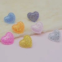 100pcs 2 62 2cm shiny heart padded appliques for diy headwear hair clips decor clothes hat shoes patches accessories