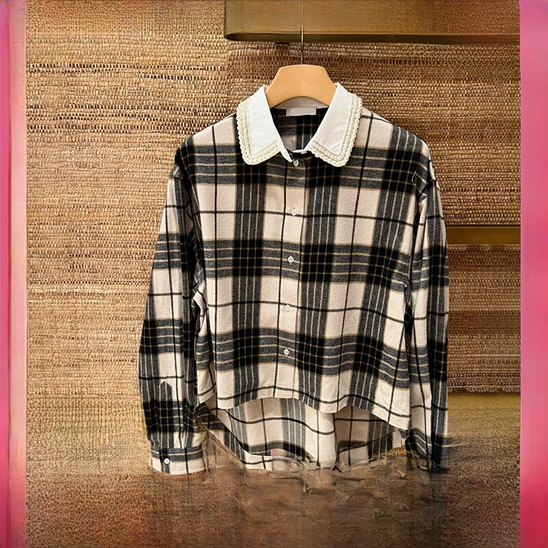 Легальный заказ S Home 24 осень-зима жемчужный кукольный воротник клетчатые