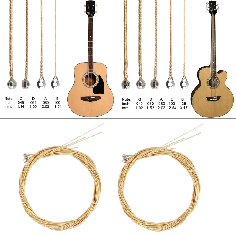 

Metal Bass Strings 4/5 String Carbon Steel Core Electric Bass Strings Instrument Bass Accessory & Part Intonation Stable