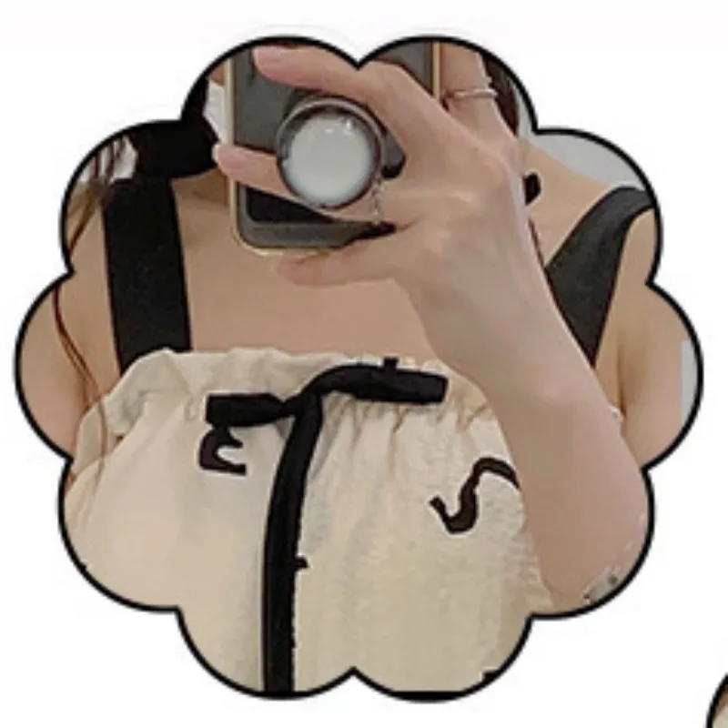 2023 New Pure Desire Wind Girl's Pajamas Loose Sweets Summer Long Length Printing  Lady's Sling Nightwear Nightdress With Bra