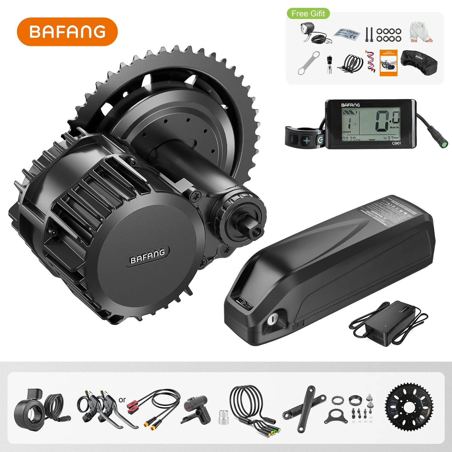 

Bafang Motor BBSHD 52V 1000W BBS03 Mid Drive Motor Electric Bicycle ebike Conversion Kit With 17.5Ah 20Ah Lithium Battery