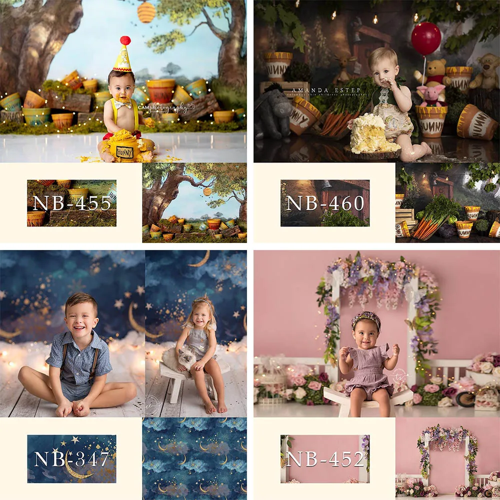 Купи Newborn Baby Photography Backdrop Princess Star Floral Candy Bar Background Studio Birthday Party Decorations Props Photozone за 424 рублей в магазине AliExpress