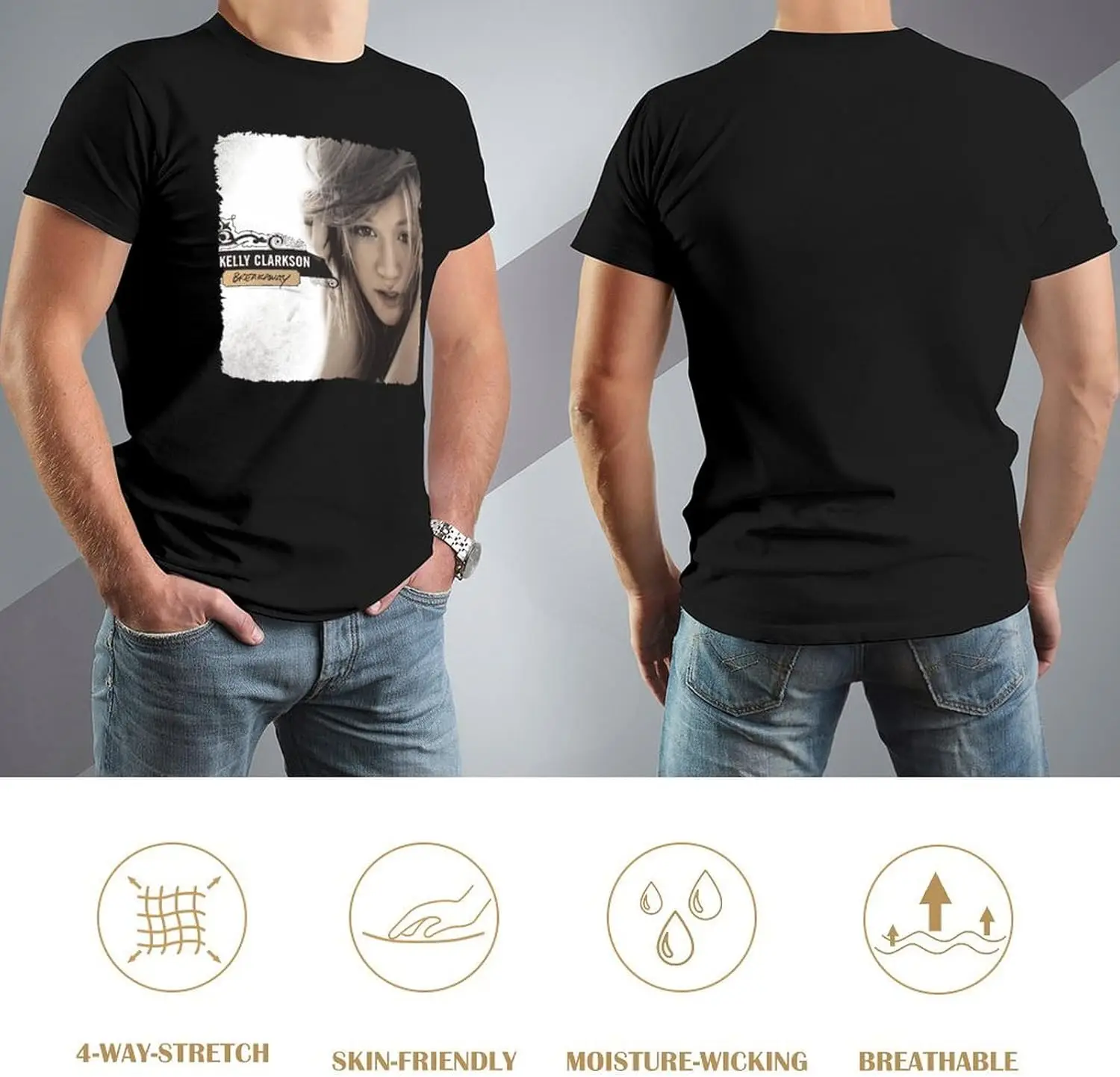 Футболка Kelly Music Clarkson мужские летние топы с круглым вырезом и коротким рукавом для