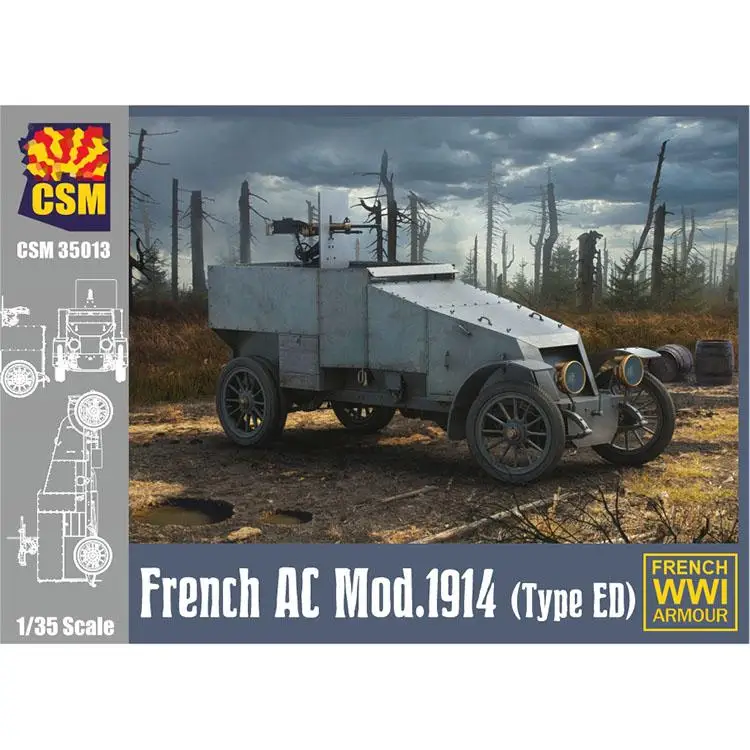 Медные модели CSM35013 1/35 французские БРОНИРОВАННЫЕ АВТОМОБИЛИ модель 1914 (тип ED)