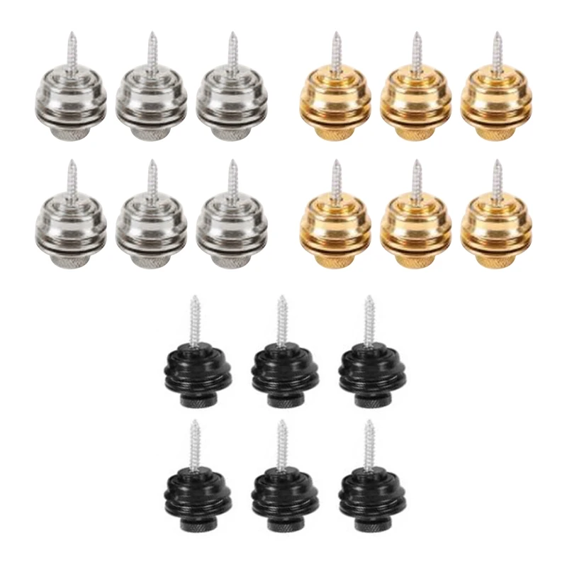 

6 Pcs Guitar Strap Nails Guitar Strap Locks Mushrooms Heads Guitar Bass Strap Locks Pins Belt Buckle Buttons