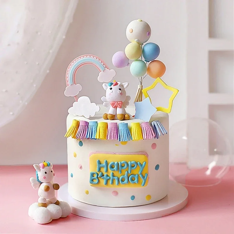 

Unicorn Cake Decoration Supplies Girl Baby Shower Birthday Topper Polymer Clay Lovely Unicorn Cake Decor Cupcake Party Baking