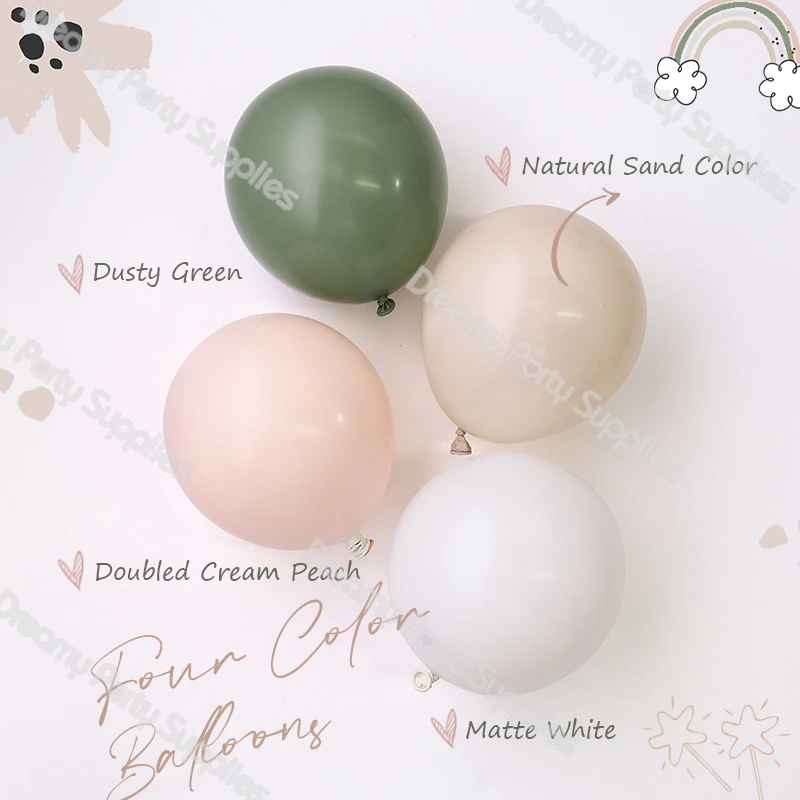 

Sand Green Balloons Garland Arch Kit Baby Shower Decorations Doubled Cream Peach White Globos for Wedding 1st Birthday Decor DIY