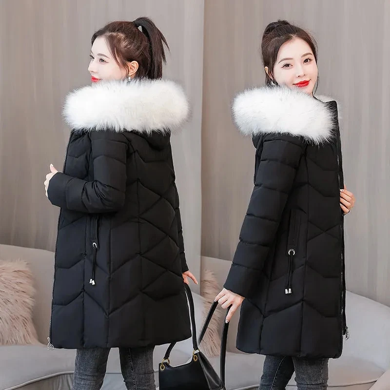 Women's Cotton-padded Jacket Winter 2022 New Women Fur Collar Parkas Korean Thicken Warm Winter Cotton Coat Loose Basic Coat
