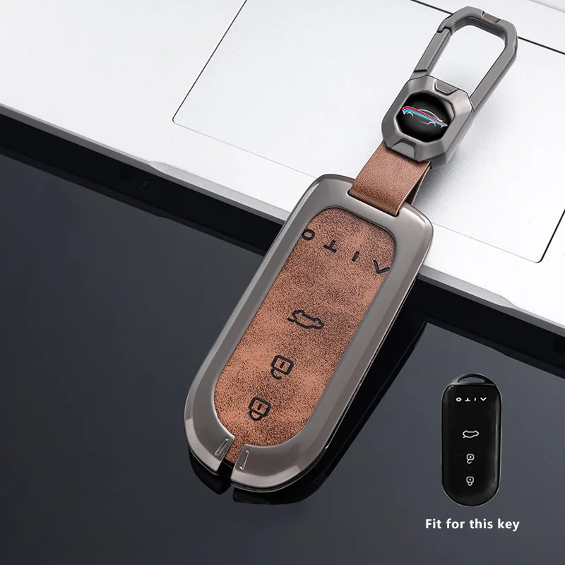 

Кожаный чехол для автомобильного ключа из цинкового сплава для AITO M5 M7, защитный чехол с дистанционным управлением, сумка, брелок-держатель, брелок, автоаксессуары