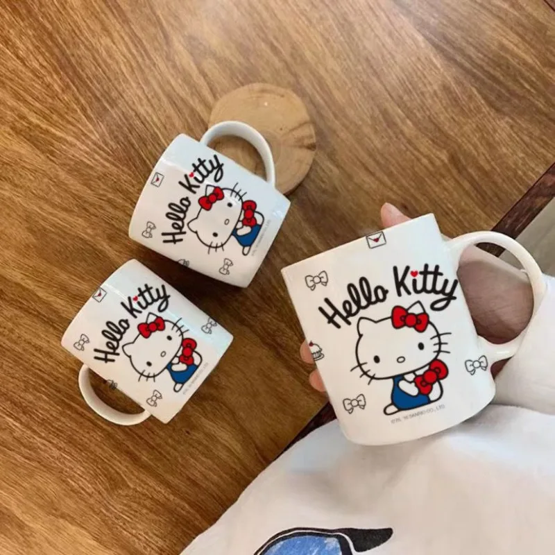 

Kawaii Sanrio Cinnamoroll Hello Kitty Ceramic Mug Anime Water Cup Coffee Breakfast Cup Heat Resistant Creative Gift for Friends