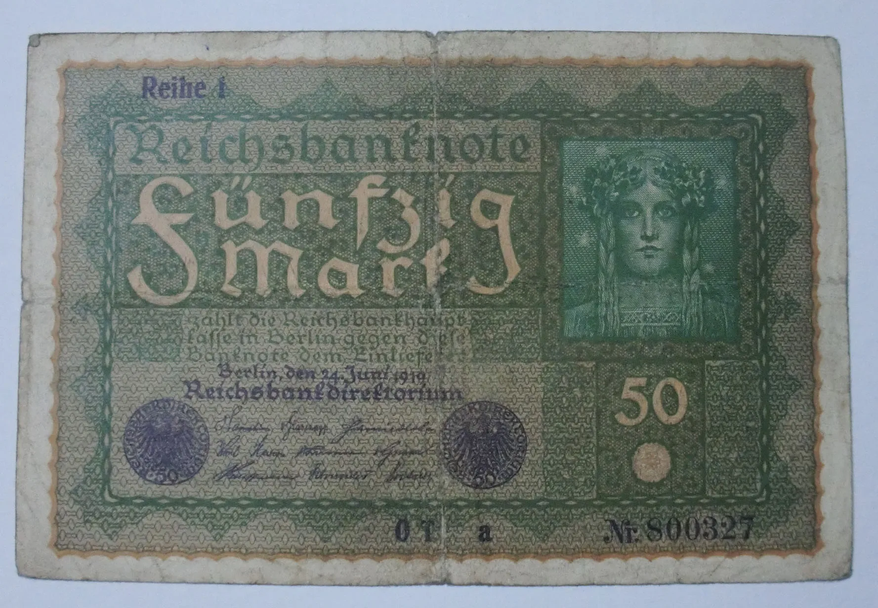 

Германия, 50 знаков, 1919 состояние VF, старое Оригинальное Примечание для коллекции подарков, сувениров