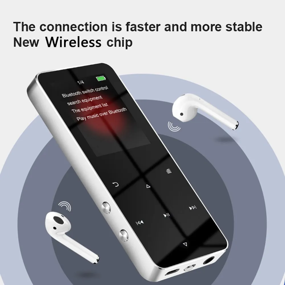 

Музыкальный проигрыватель new2.0-дюймовый металлический сенсорный MP3 MP4 Bluetooth 5,0 поддерживает карты, с FM-будильником и шагомером, электронная книга, Built-in динамик
