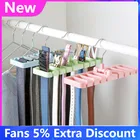 Регулируемая Вешалка-держатель для хранения, вешалка для галстука и ремня, экономия места, вращающийся держатель для шарфа, крючок, органайзер в шкаф, ремень для бюстгальтера и майки