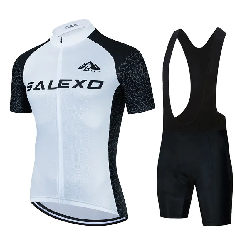 

SALEXO Summer 2022 Bicycle Clothing Breathable Men Short Sleeve Shirt Bike Bib Short 19D Gel Pad Men Clothing Cycling Jersey Set