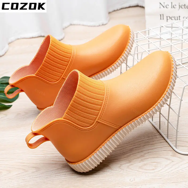 2022 Summer Rain Boots Women Low-top Waterproof Shoes Plus Velvet Integrated Non-slip Sole Work Rubber Shoes Fashion Rain Boots