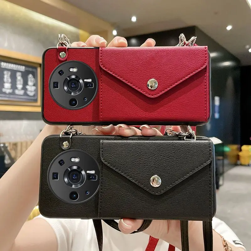 

Suitable For Xiaomi 12S Ultra Leather Soft Phone Case, Change Card Bag, Crossbody Strap Lanyard