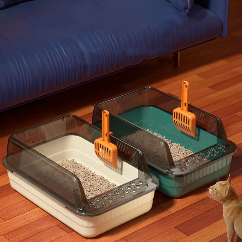 

Plastic Large Capacity Semi-enclosed Cat Toilet Cat Litter Box Splashproof Two-Color Sand Box for Cats Cat Bedpans Pet Supplies