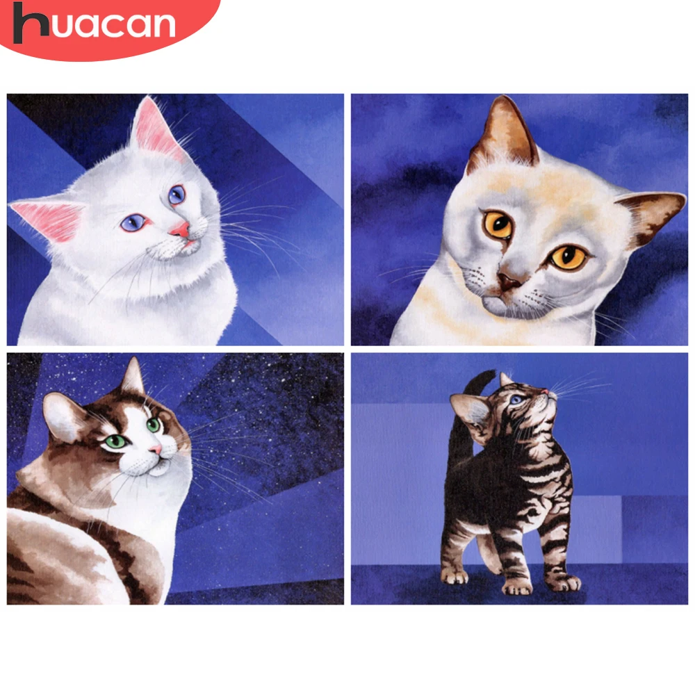 Алмазная живопись с кошкой HUACAN полный набор мозаика животными 5D Вышивка